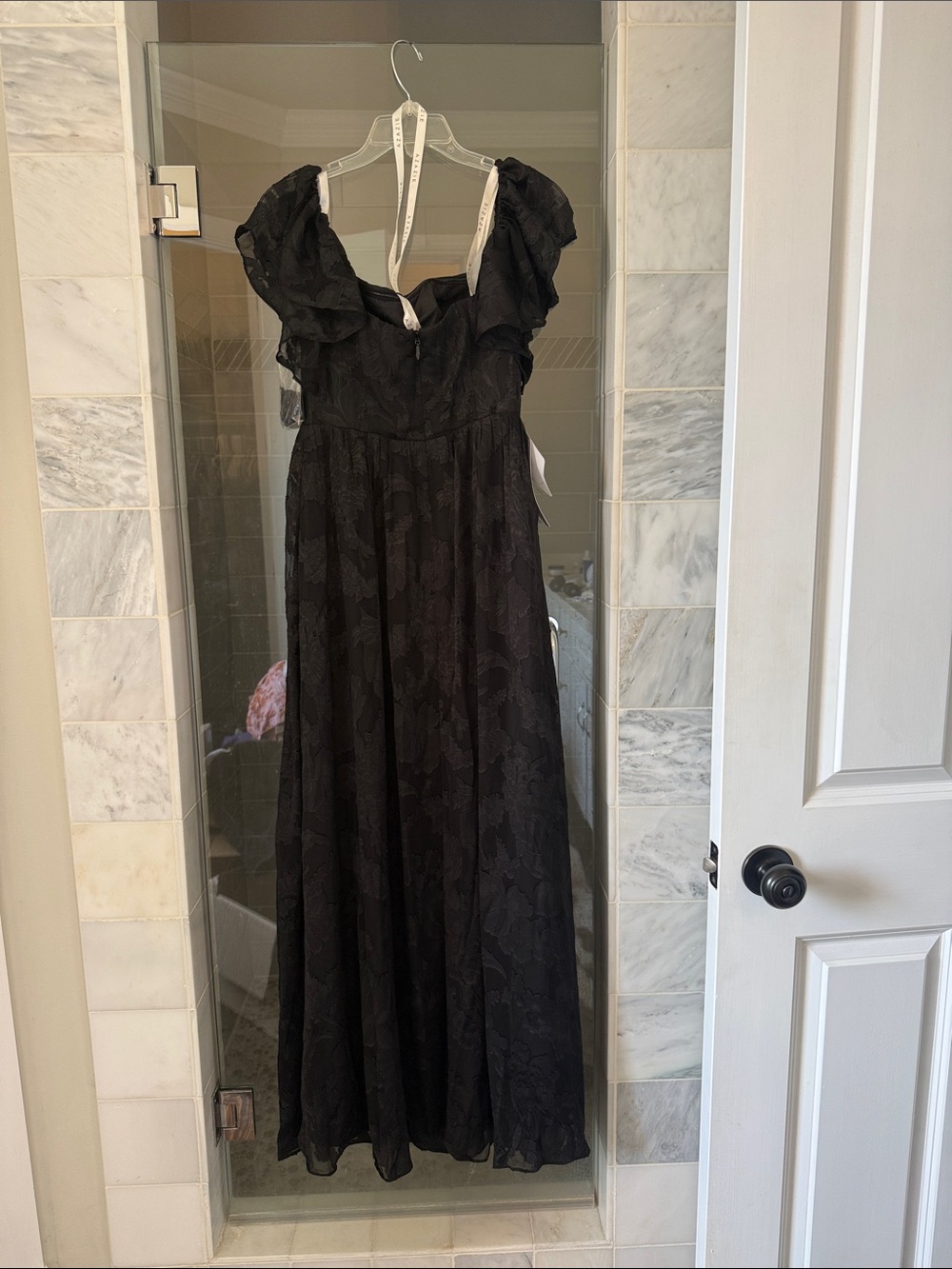 Azazie Victoria Black Off-Shoulder Evening Gown Bridesmaid with Side Slit - Picture 5 of 7